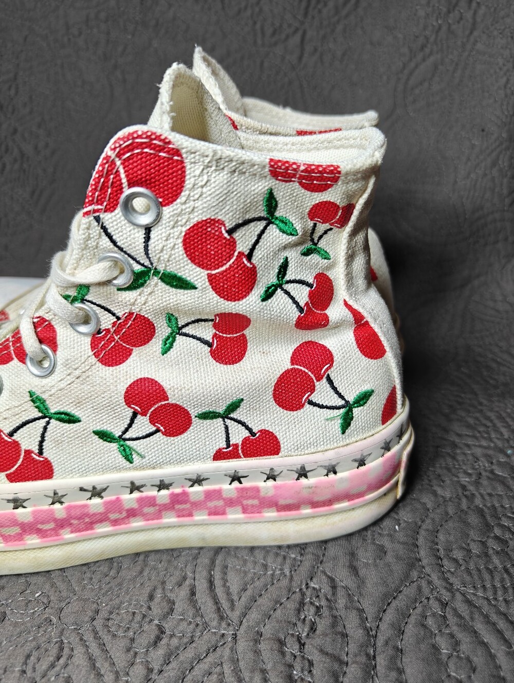 Converse All Star Platform Cherries Custom Sole Sneakers Shoes Women's 7, Mens 5 - Picture 5 of 11